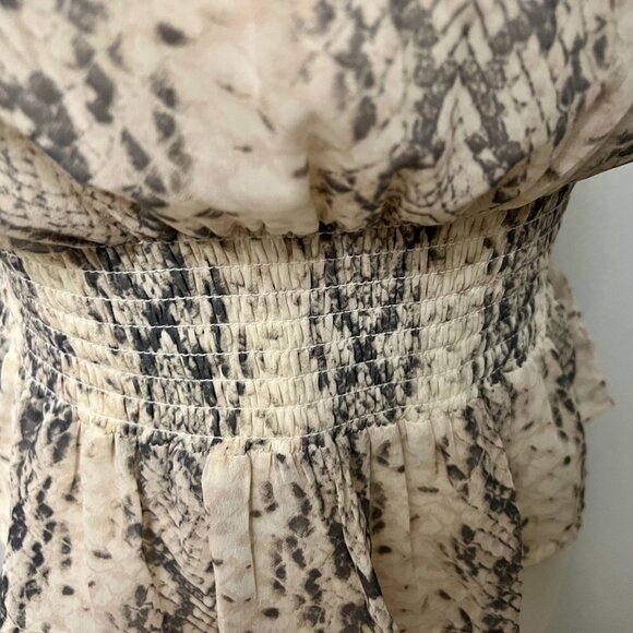 Japna Snake Print High Neck Sleeveless Elastic Waist Ruffle Top Size Small - Picture 3 of 6